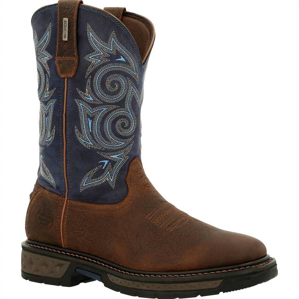 NEW GEORGIA BOOT men's carbo-tec lt waterproof pull on boot - wide width in brow